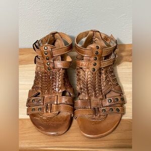 Bed Stu Claire III Tan/Brown Woven Gladiator Sandals size 6